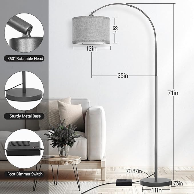 Arc Floor Lamp with Dimmer, Dimmable Floor Lamp - Image 2
