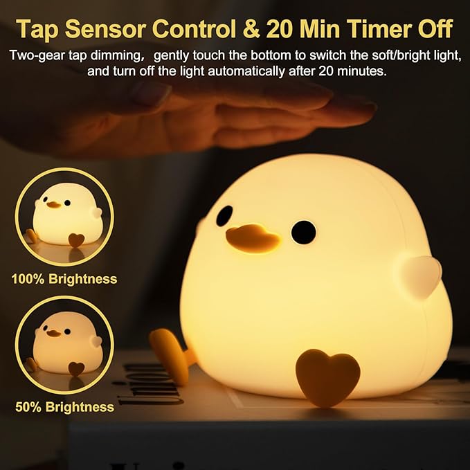 Cute Bean Duck Night Light, Squishy Bean Shape DoDo Duck Lamp, Bean Duck Night - Image 6