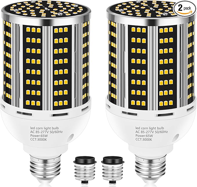 65W LED Corn Light Bulb 2 pack, Warm White 3000K E26/E39 Commercial Grade by YANYCN