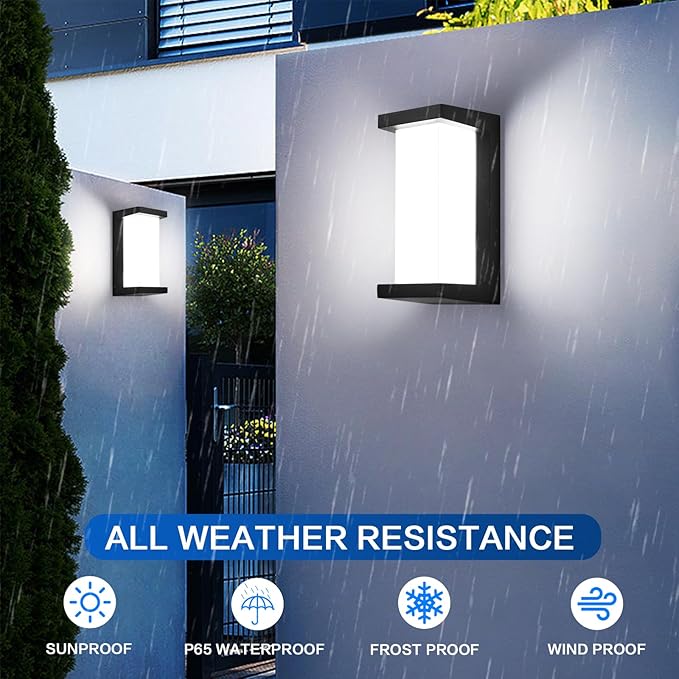 Outdoor Light Fixtures Wall Mount 2 Pack, 3 Colors & Dimmable Exterior Wall - Image 2