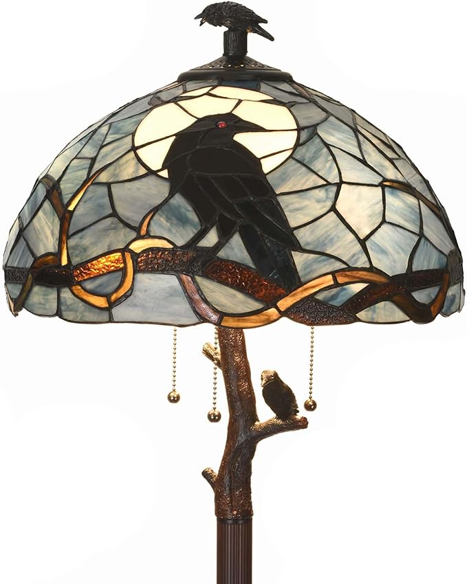 Bieye L12023 Tiffany Style Stained Glass Raven Floor Lamp Gothic Crow and Full by Bieye