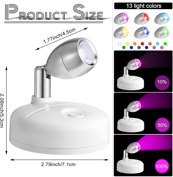 Tuanse 12 Pcs Battery Operated Spotlights Indoor LED Spot Display Lights - Image 2