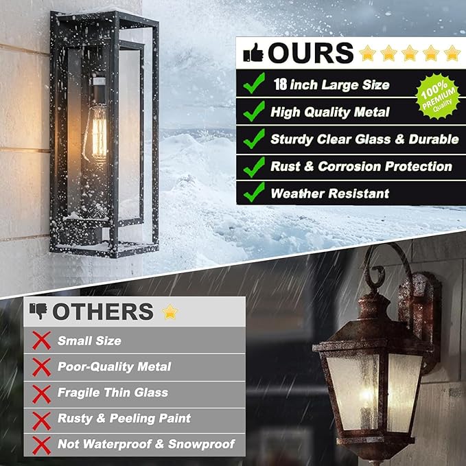 6Pack 18inch Outdoor Wall Light Fixtures, Exterior Waterproof Lanterns - Image 3