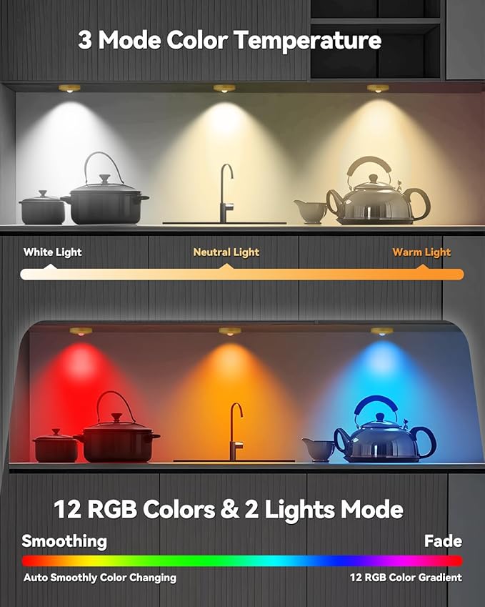 Rechargeable RGB Puck Lights - Image 2