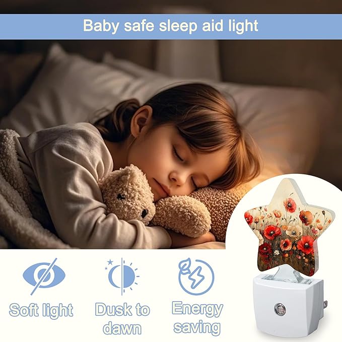Night Light, Vintage Floral Warm Star Nightlights - Image 6