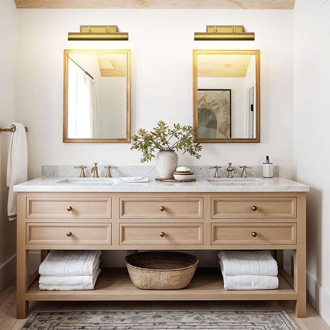 AUDOSY18 Brass Picture Light, 270° Rotatable Gold Wall Sconce Hardwired - Image 3