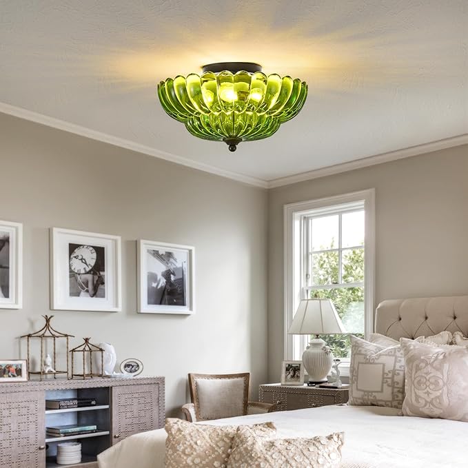 Modern Black Ceiling Light Fixture, Semi Flush Mount Ceiling Light Fixture - Image 2