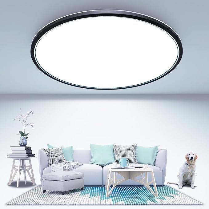 libtit 16.5 Inch Large Black Flush Mount Ceiling Light, 4200LM 36W Low Profile by Libtit