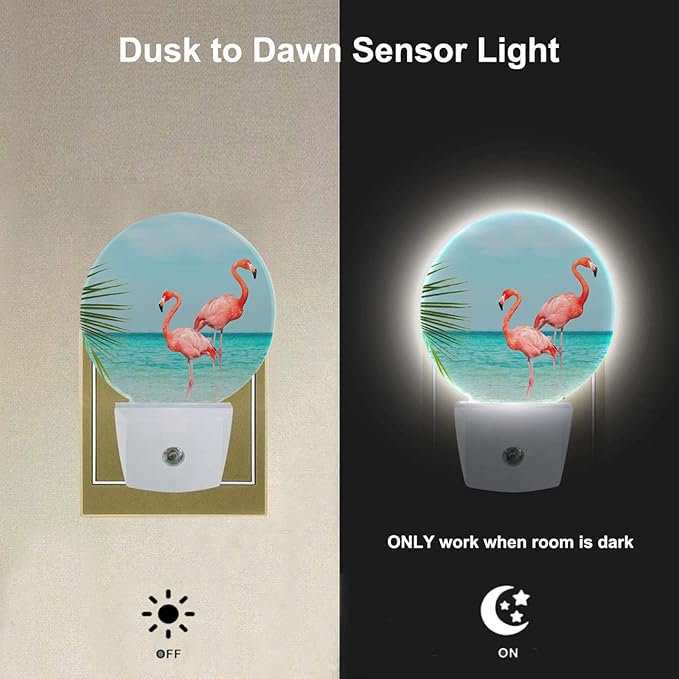 EKOBLA Flamingo Summer Night Light Beach Tropical Leaves Seaside Night Lights - Image 2