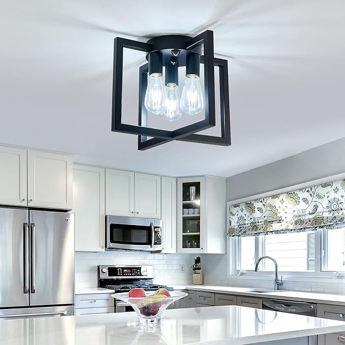 ZGLAOJT Motion Sensor Ceiling Light Fixture 3-Lights Semi Flush Mount Ceiling - Image 9