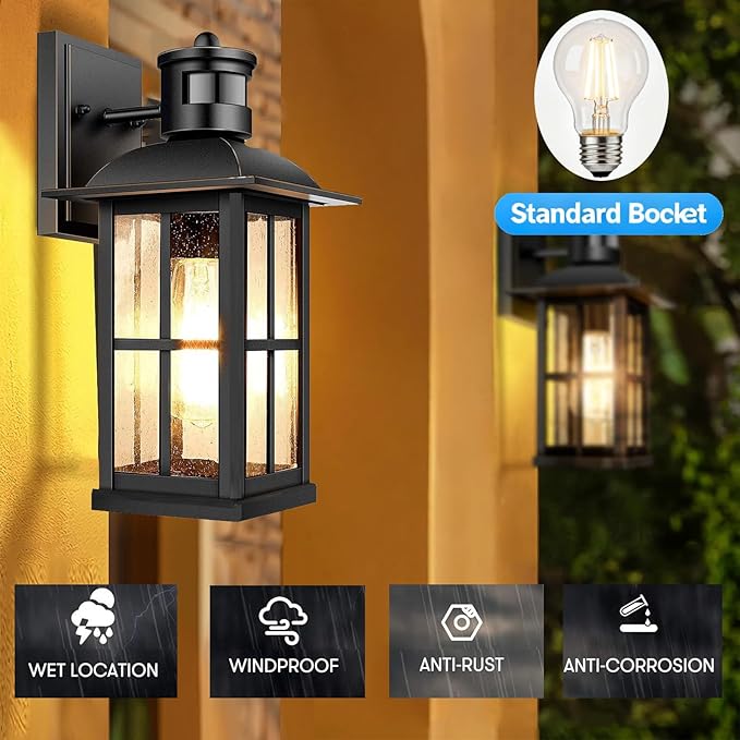 12Pack 15inch Large Outdoor Wall Lights, Modern Black Exterior Wall Light - Image 3