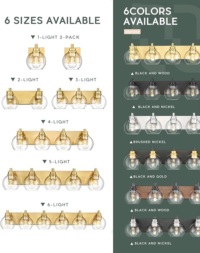 Wall Sconces Set of 2, 1-Light Brushed Gold Sconces Wall Lighting - Image 7