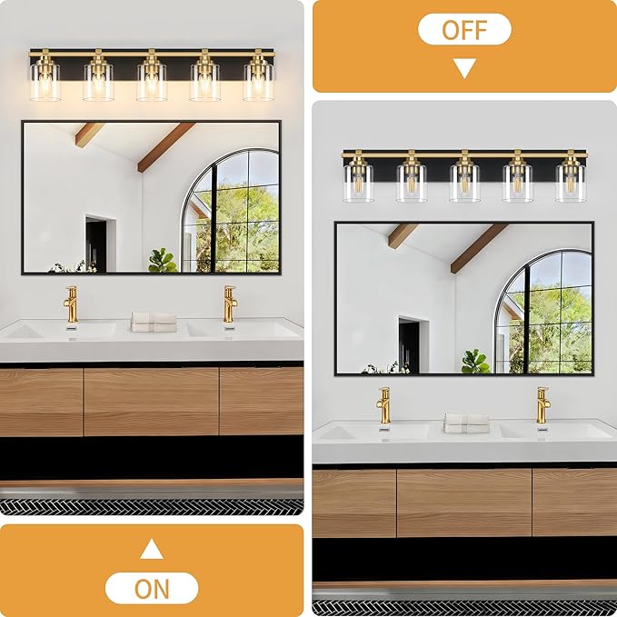 5 Light Modern Bathroom Light Fixtures Over Mirror, E26 Socket - Image 7