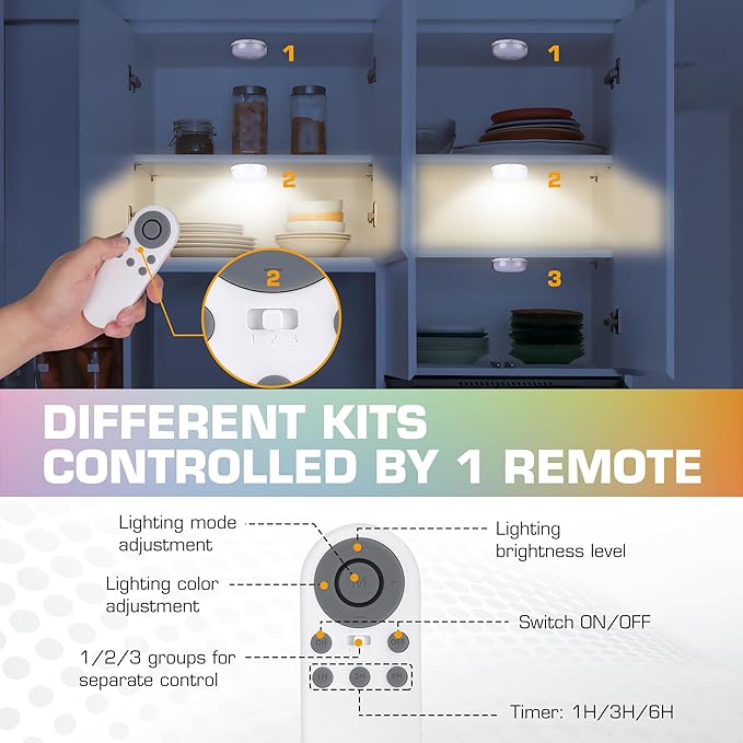 EverBrite Puck Lights with Remote, Rechargeable Linked Sensor Under Cabinet - Image 2