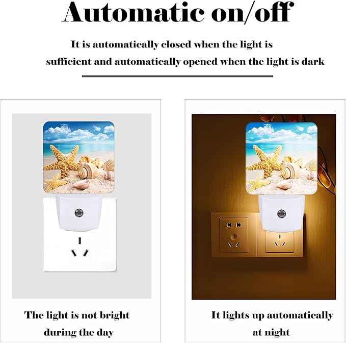 Beach Shell and Starfish Conch Night Light, Plug-in Nightlights Auto Sensor - Image 3