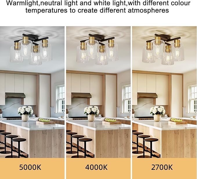 4-Light Semi Flush Mount Ceiling Light, Farmhouse Ceiling Light - Image 7