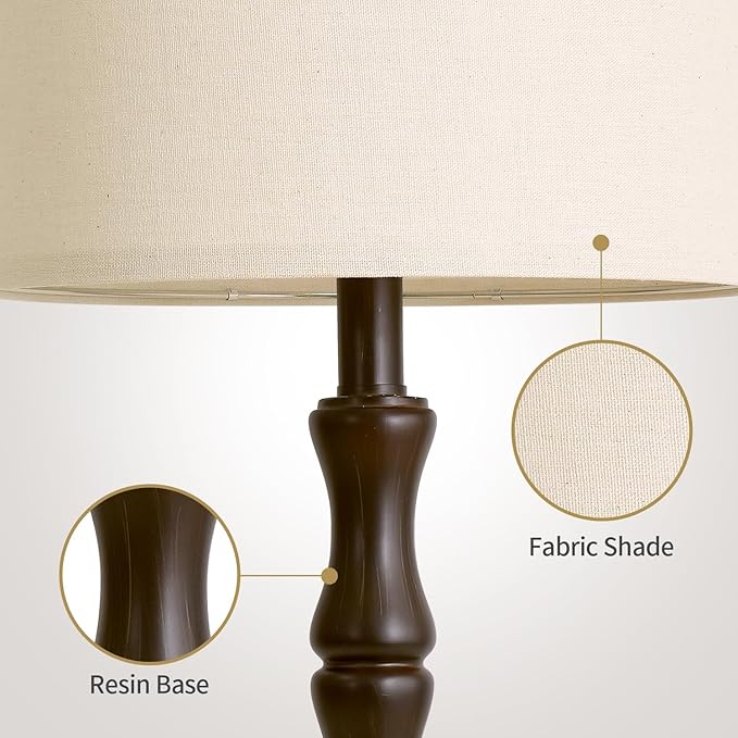 BOBOMOMO 25" Classic Table Lamps Set of 2, Farmhouse Nightstand Lamps - Image 3