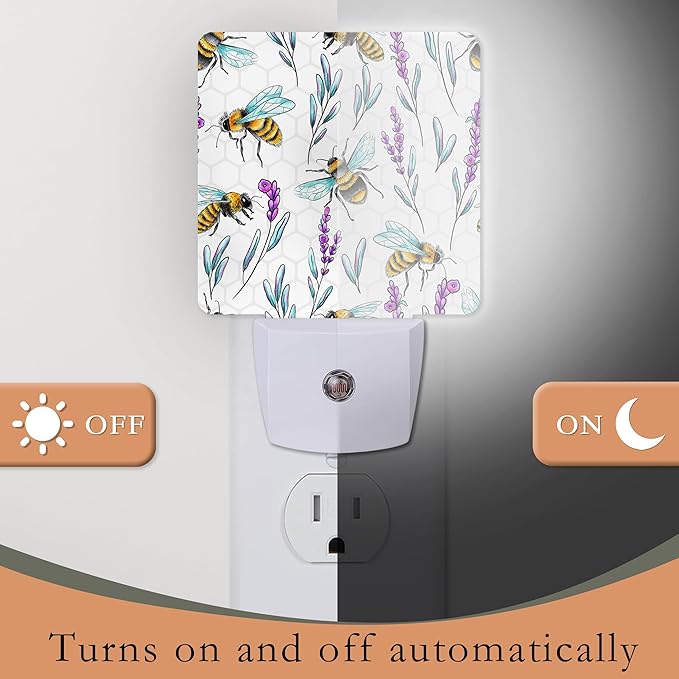 Night Light With Bees and Lavender Flowers - Image 3