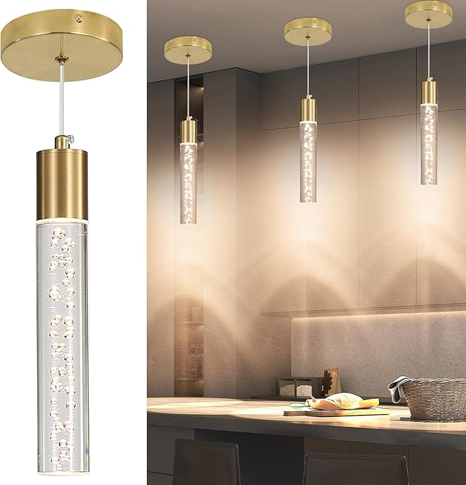 Modern Kitchen Island Hanging Light, Bubble Acrylic, 3 Color Temperatures by Daoseolo
