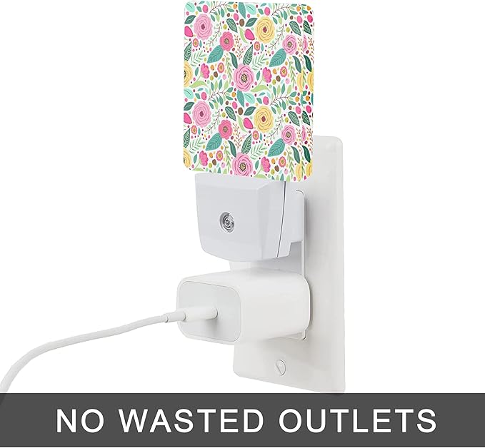 Retro Flowers Night Light, Spring Retro Rustic Flowers Night Lights Plug into - Image 4
