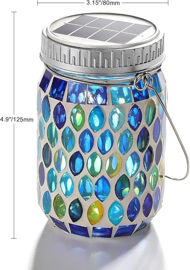 Cooo 2 Pack Mosaic Lanterns Outdoor Waterproof - Image 2