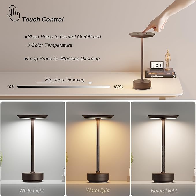 1 Pack Rechargeable Table Lamps Cordless, Portable 5000mAh Outdoor Table Light - Image 2