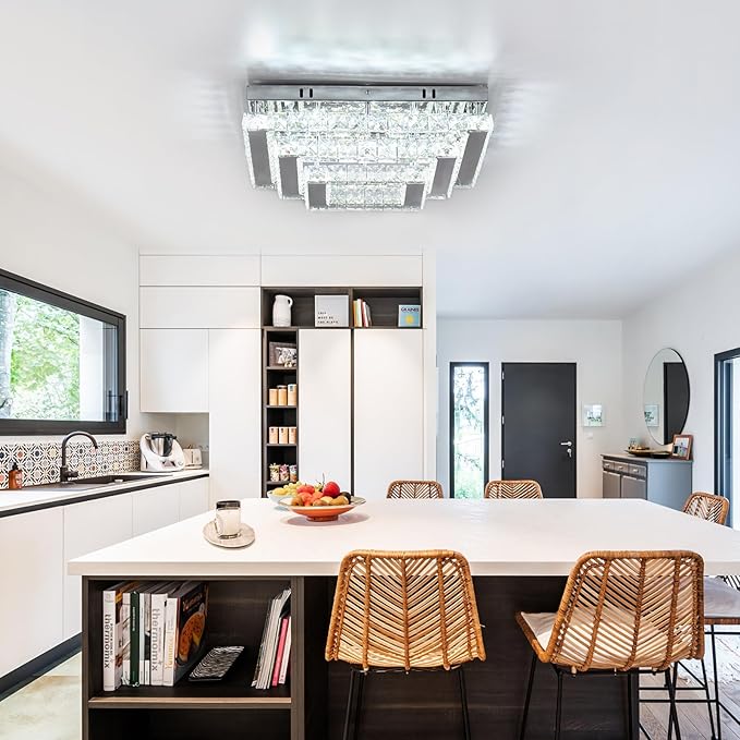 Finktonglan Square Crystal LED Ceiling Light Fixtures - Image 6