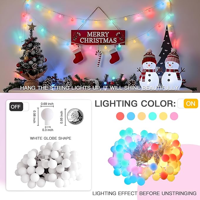 suddus Easter Lights Plug in, 33ft 100 Led USB Pastel String Lights - Image 8