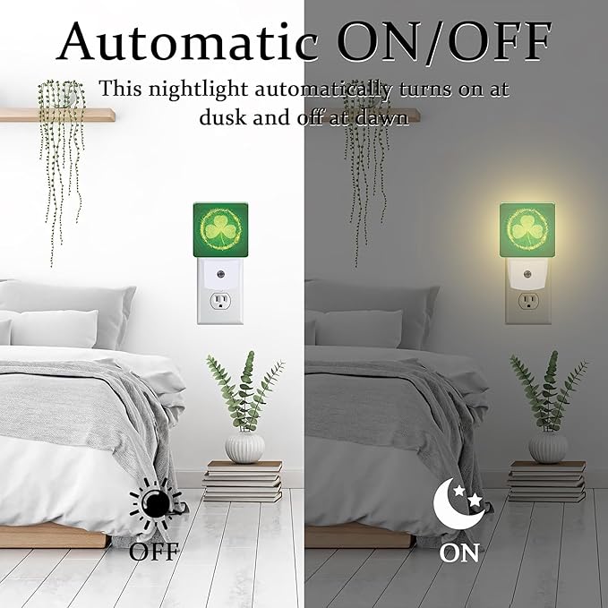 St Patrick's Day Shamrock Night Light Plug into Wall, 0.5w Energy Saving Sleep - Image 6