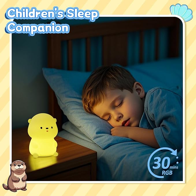 Attivolife Otter Night Light for Kids, Cute Sea Otter Silicone Lamp, Protable - Image 5