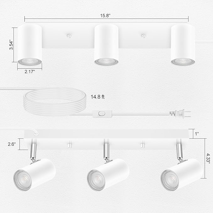 3 Light Track Lighting Kit, Industrial LED Wall Light - Image 5