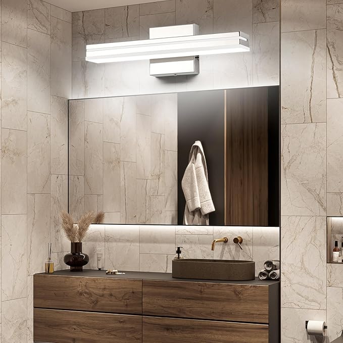 SineRise LED Modern Bathroom Vanity Light Fixtures, Chrome Modern Acrylic - Image 7