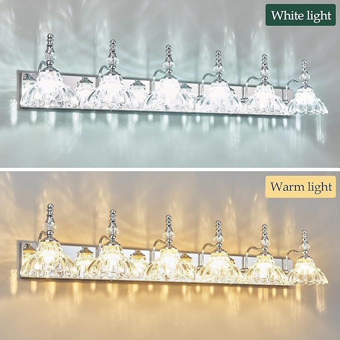 Vintage Bathroom Vanity Light, 6-Light Chrome Vanity Lighting Fixture - Image 4