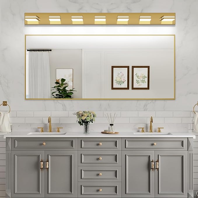 SineRise LED Modern Bathroom Vanity Light Fixtures, Brass Modern Acrylic - Image 9