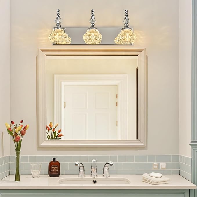 3-Light Vintage Bathroom Vanity Light Fixture Industrial Chrome - Image 8
