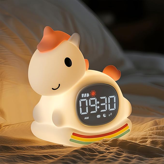 Cute Alarm Clock for Kids with Night Light, Sleep Training Clock Time to Wake by Yiliaw