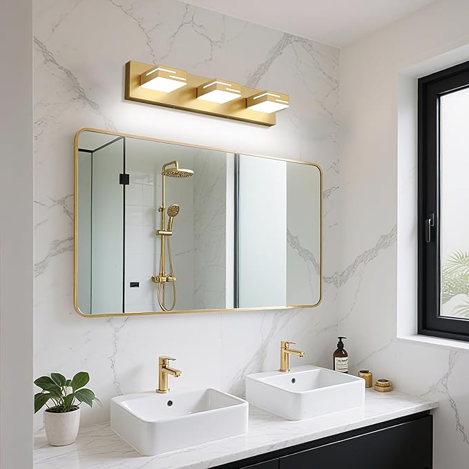 LED Modern Bathroom Vanity Light Fixtures, 3-Light 22-inch Dimmable Gold Vanity - Image 6