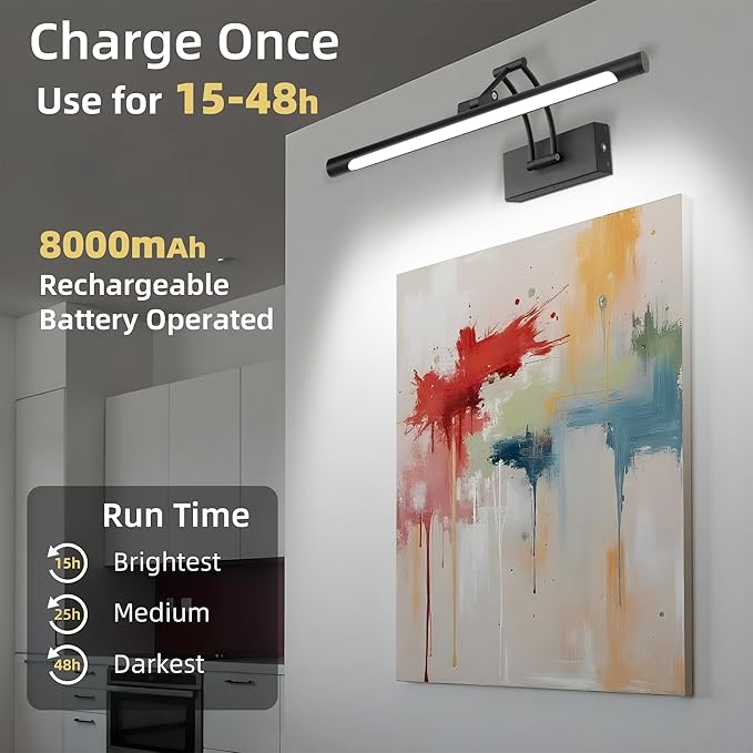 16“ Black Wireless Picture Lights - Image 3