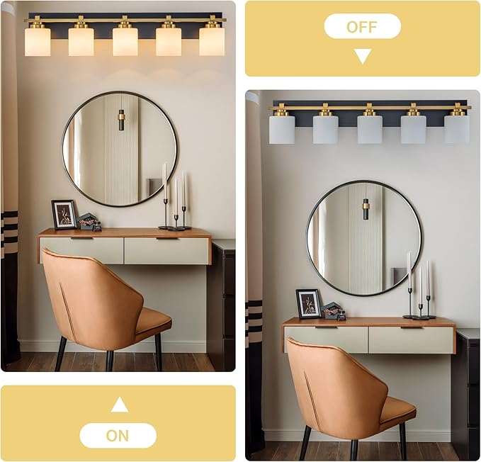 5 Light Modern Bathroom Light Fixtures Over Mirror, E26 Socket - Image 7