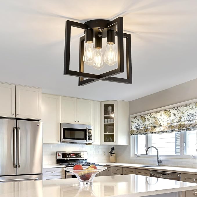 ZGLAOJT Motion Sensor Ceiling Light Fixture 3-Lights Semi Flush Mount Ceiling - Image 6