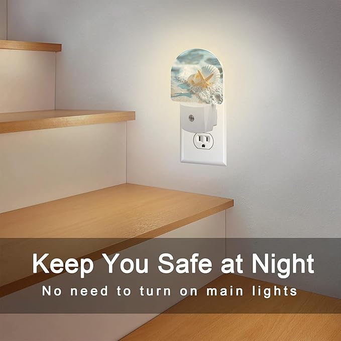 Starfish Seashell on Beach Night Light Plug into Wall, Summmer Ocean Beach Dusk - Image 6