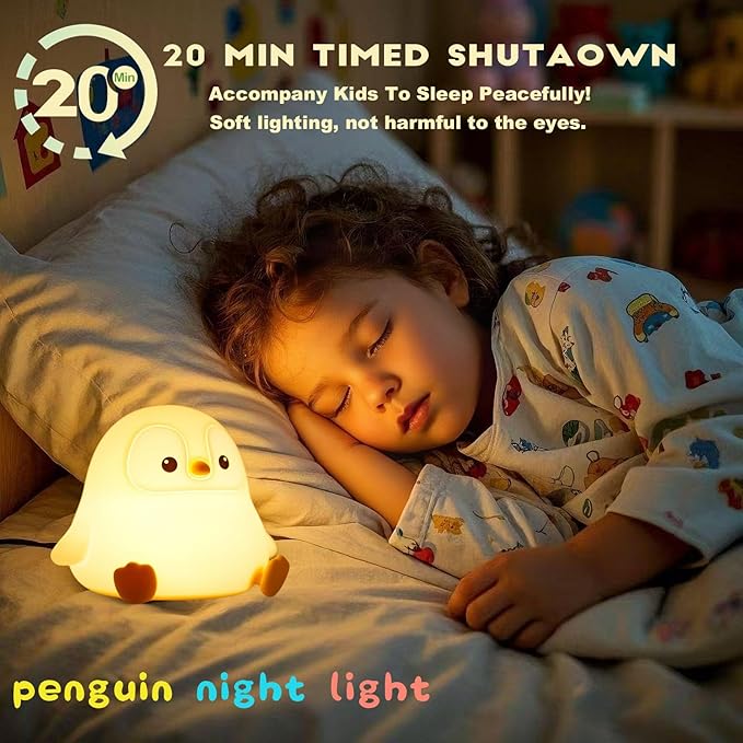 DREAMING MY DREAM Cute Penguin Night Light, LED Squishy Novelty Night Lamp - Image 2