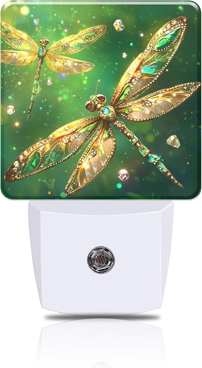 Night Light Fantasy Green Dragonfly Night Lights Plug into Wall Smart Dusk to by FOISIIAEA