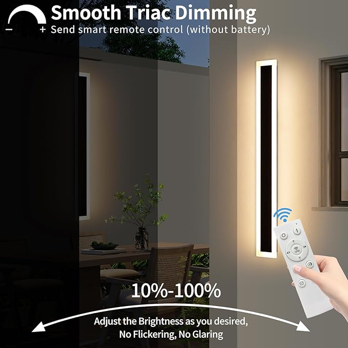 Upgrade Widened 2 Pack Modern Outdoor Wall Sconce, 47.2inch Dimmable Exterior - Image 4