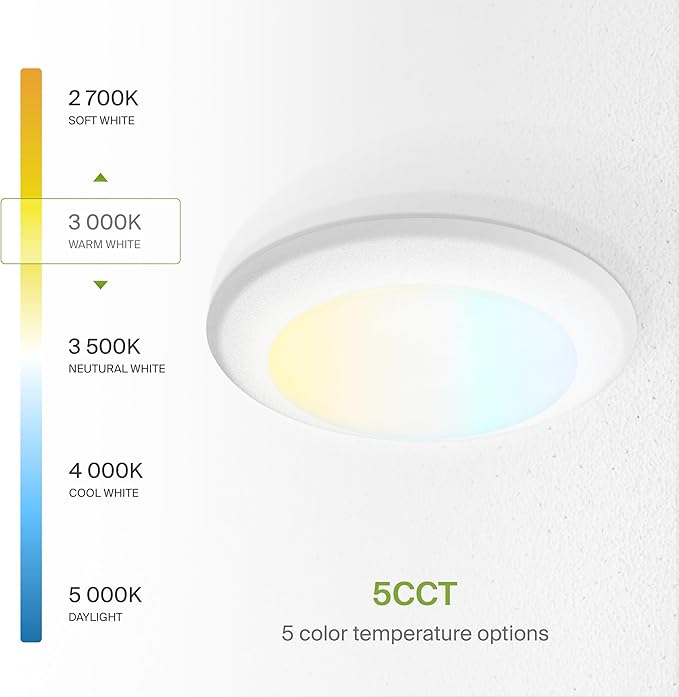 ASD 1 Pack LED Disk Lights 6 Inch, 15W 5CCT 2700K-5000K 1245LM CRI90+, Dimmable - Image 6