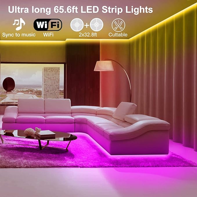 VOLIVO 65.6 FT WiFi LED Strip Lights, LED Light Strip Compatible - Image 2
