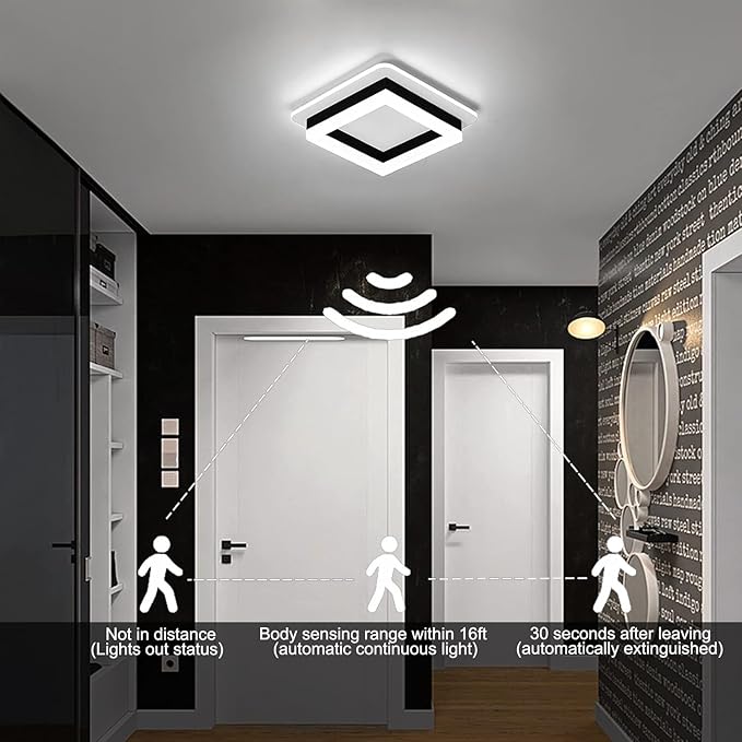 Motion Sensor LED Ceiling Light Indoor, 24W Black Mount Motion Activated - Image 4