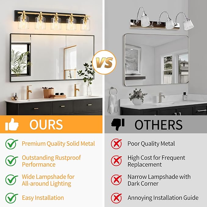 5 Light Modern Bathroom Light Fixtures Over Mirror, E26 Socket - Image 8