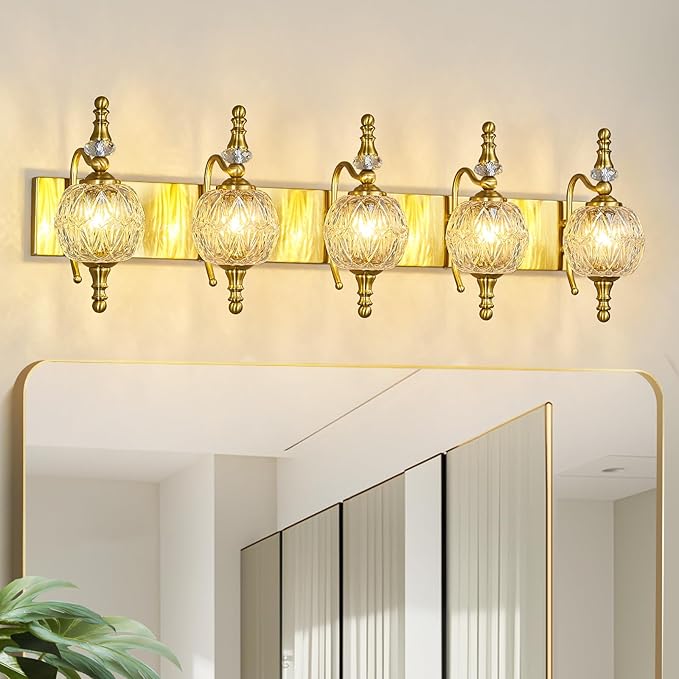 Modern Crystal Bathroom Vanity Lights Fixtures Over Mirror Gold Vintage - Image 7