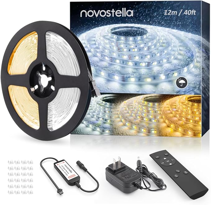 NOVOSTELLA 40ft Waterproof Tunable White LED Strip Lights, Dimmable Flexible by novostella